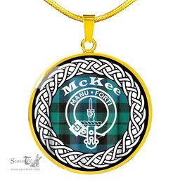 McKee Tartan Crest Clan Scotland Tartan Plaid Circle Pendant Necklace Jewelry Gift For Women