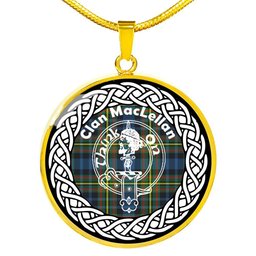 MacLellan Tartan Crest Clan Scotland Tartan Plaid Circle Pendant Necklace Jewelry Gift For Women