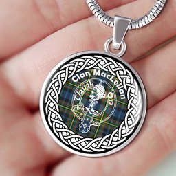 MacLellan Tartan Crest Clan Scotland Tartan Plaid Circle Pendant Necklace Jewelry Gift For Women