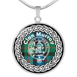 Murray Tartan Crest Clan Scotland Tartan Plaid Circle Pendant Necklace Jewelry Gift For Women