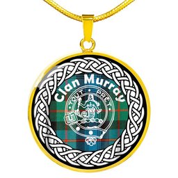 Murray Tartan Crest Clan Scotland Tartan Plaid Circle Pendant Necklace Jewelry Gift For Women