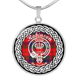Robinson Tartan Crest Clan Scotland Tartan Plaid Circle Pendant Necklace Jewelry Gift For Women