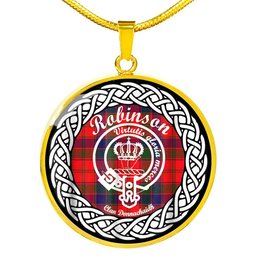 Robinson Tartan Crest Clan Scotland Tartan Plaid Circle Pendant Necklace Jewelry Gift For Women