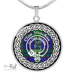 Strachan Tartan Crest Clan Scotland Tartan Plaid Circle Pendant Necklace Jewelry Gift For Women