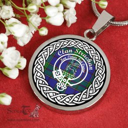Strachan Tartan Crest Clan Scotland Tartan Plaid Circle Pendant Necklace Jewelry Gift For Women
