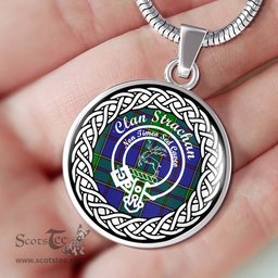 Strachan Tartan Crest Clan Scotland Tartan Plaid Circle Pendant Necklace Jewelry Gift For Women