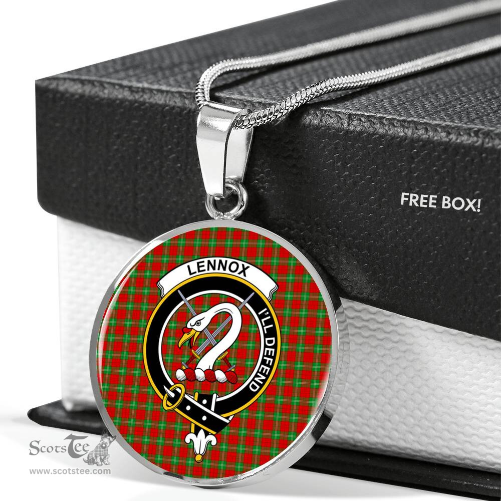 Lennox Tartan Crest Clan Scotland Tartan Plaid Circle Pendant Necklace Jewelry Gift For Women