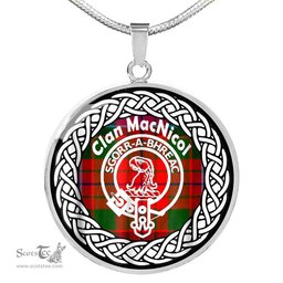 MacNicol Tartan Crest Clan Scotland Tartan Plaid Circle Pendant Necklace Jewelry Gift For Women
