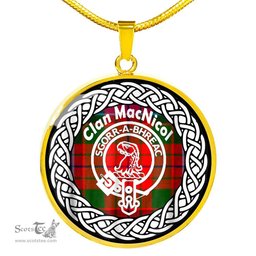 MacNicol Tartan Crest Clan Scotland Tartan Plaid Circle Pendant Necklace Jewelry Gift For Women