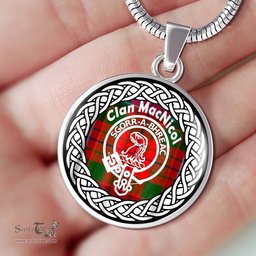 MacNicol Tartan Crest Clan Scotland Tartan Plaid Circle Pendant Necklace Jewelry Gift For Women