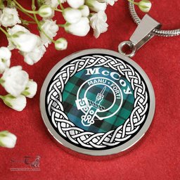McCoy Tartan Crest Clan Scotland Tartan Plaid Circle Pendant Necklace Jewelry Gift For Women