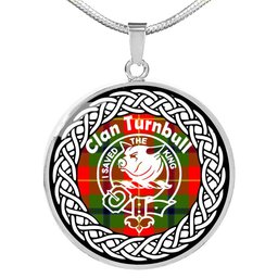 Turnbull Tartan Crest Clan Scotland Tartan Plaid Circle Pendant Necklace Jewelry Gift For Women
