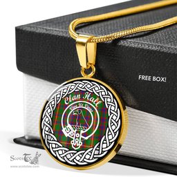 Hall Tartan Crest Clan Scotland Tartan Plaid Circle Pendant Necklace Jewelry Gift For Women