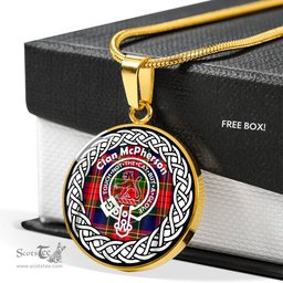 McPherson Tartan Crest Clan Scotland Tartan Plaid Circle Pendant Necklace Jewelry Gift For Women