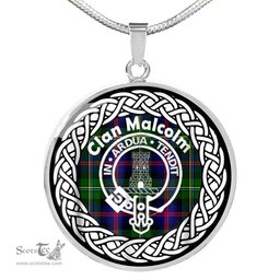 Malcolm Tartan Crest Clan Scotland Tartan Plaid Circle Pendant Necklace Jewelry Gift For Women