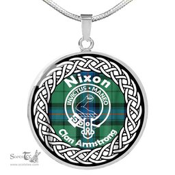 Nixon Tartan Crest Clan Scotland Tartan Plaid Circle Pendant Necklace Jewelry Gift For Women