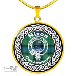 Nixon Tartan Crest Clan Scotland Tartan Plaid Circle Pendant Necklace Jewelry Gift For Women