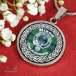 Nixon Tartan Crest Clan Scotland Tartan Plaid Circle Pendant Necklace Jewelry Gift For Women