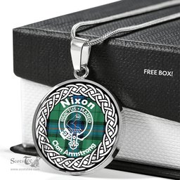 Nixon Tartan Crest Clan Scotland Tartan Plaid Circle Pendant Necklace Jewelry Gift For Women