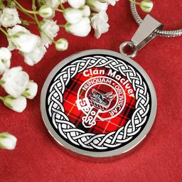 Maclver Tartan Crest Clan Scotland Tartan Plaid Circle Pendant Necklace Jewelry Gift For Women