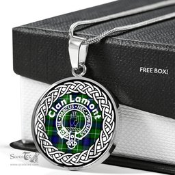 Lamont Tartan Crest Clan Scotland Tartan Plaid Circle Pendant Necklace Jewelry Gift For Women