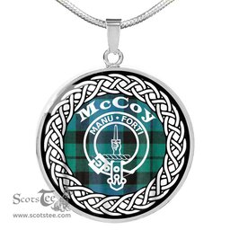 McCoy Tartan Crest Clan Scotland Tartan Plaid Circle Pendant Necklace Jewelry Gift For Women