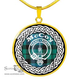 McCoy Tartan Crest Clan Scotland Tartan Plaid Circle Pendant Necklace Jewelry Gift For Women