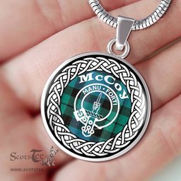 McCoy Tartan Crest Clan Scotland Tartan Plaid Circle Pendant Necklace Jewelry Gift For Women