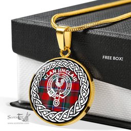Sinclair Tartan Crest Clan Scotland Tartan Plaid Circle Pendant Necklace Jewelry Gift For Women