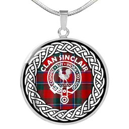 Sinclair Tartan Crest Clan Scotland Tartan Plaid Circle Pendant Necklace Jewelry Gift For Women