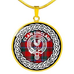 Sinclair Tartan Crest Clan Scotland Tartan Plaid Circle Pendant Necklace Jewelry Gift For Women