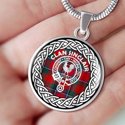 Sinclair Tartan Crest Clan Scotland Tartan Plaid Circle Pendant Necklace Jewelry Gift For Women
