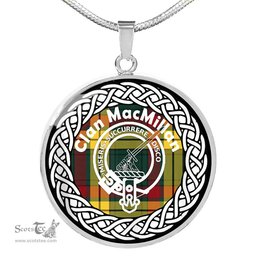 MacMillan Tartan Crest Clan Scotland Tartan Plaid Circle Pendant Necklace Jewelry Gift For Women