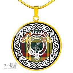 MacMillan Tartan Crest Clan Scotland Tartan Plaid Circle Pendant Necklace Jewelry Gift For Women