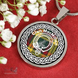 MacMillan Tartan Crest Clan Scotland Tartan Plaid Circle Pendant Necklace Jewelry Gift For Women