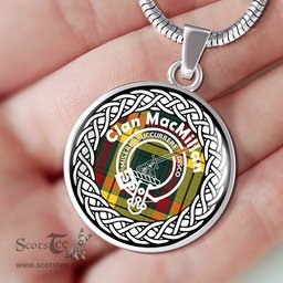 MacMillan Tartan Crest Clan Scotland Tartan Plaid Circle Pendant Necklace Jewelry Gift For Women