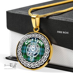 Lyon Tartan Crest Clan Scotland Tartan Plaid Circle Pendant Necklace Jewelry Gift For Women