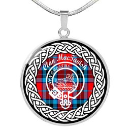 MacTavish Tartan Crest Clan Scotland Tartan Plaid Circle Pendant Necklace Jewelry Gift For Women