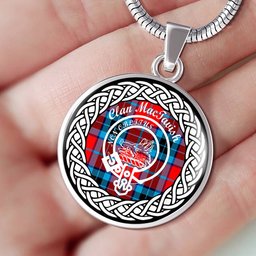 MacTavish Tartan Crest Clan Scotland Tartan Plaid Circle Pendant Necklace Jewelry Gift For Women