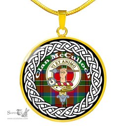McCulloch Tartan Crest Clan Scotland Tartan Plaid Circle Pendant Necklace Jewelry Gift For Women