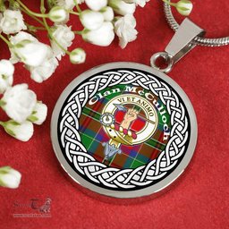 McCulloch Tartan Crest Clan Scotland Tartan Plaid Circle Pendant Necklace Jewelry Gift For Women