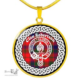 Robertson Tartan Crest Clan Scotland Tartan Plaid Circle Pendant Necklace Jewelry Gift For Women
