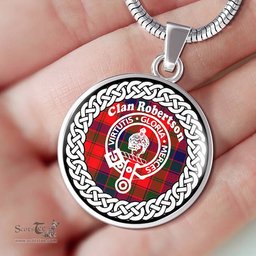 Robertson Tartan Crest Clan Scotland Tartan Plaid Circle Pendant Necklace Jewelry Gift For Women