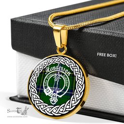 Henderson Tartan Crest Clan Scotland Tartan Plaid Circle Pendant Necklace Jewelry Gift For Women