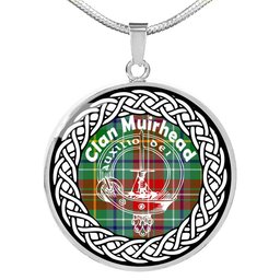 Muirhead Tartan Crest Clan Scotland Tartan Plaid Circle Pendant Necklace Jewelry Gift For Women