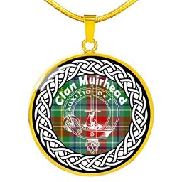 Muirhead Tartan Crest Clan Scotland Tartan Plaid Circle Pendant Necklace Jewelry Gift For Women