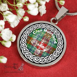 Muirhead Tartan Crest Clan Scotland Tartan Plaid Circle Pendant Necklace Jewelry Gift For Women