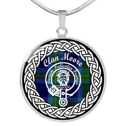 Moore Tartan Crest Clan Scotland Tartan Plaid Circle Pendant Necklace Jewelry Gift For Women