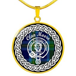 Moore Tartan Crest Clan Scotland Tartan Plaid Circle Pendant Necklace Jewelry Gift For Women