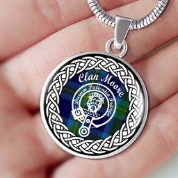 Moore Tartan Crest Clan Scotland Tartan Plaid Circle Pendant Necklace Jewelry Gift For Women